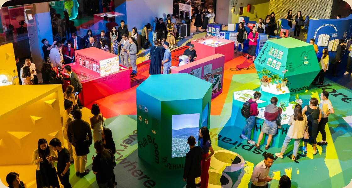 Visitors exploring BLACK's "Playground of Possibilities" exhibition during Singapore Design Week 2023.